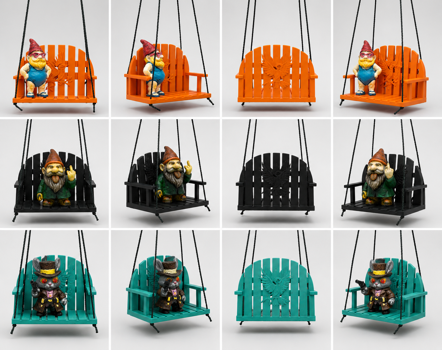 Miniature hanging garden swing colour options
